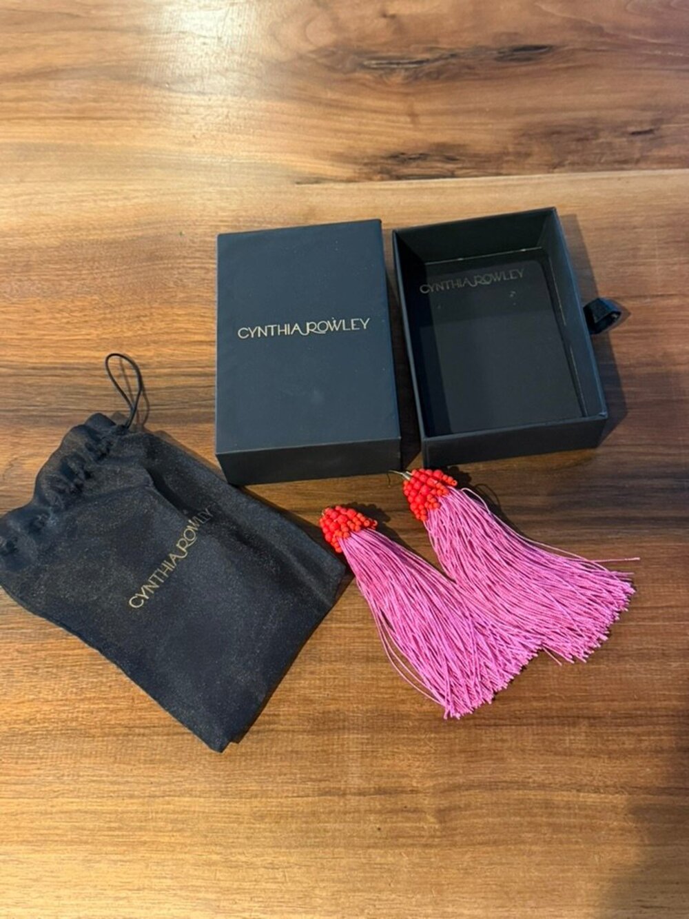 Cynthia Rowley pink tassel earrings, new in box